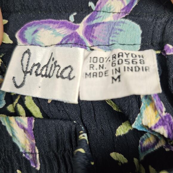 Vintage Indira Skirt Womens Medium Black Floral Butterfly Maxi Boho 90s Cottage - Picture 5 of 6